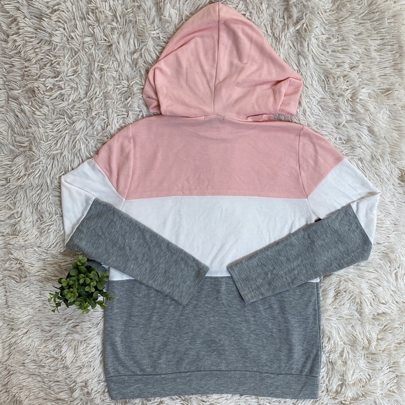 Staccato LS Colorblock Hoodie ๐ Pink White Gray - Picture 4 of 12